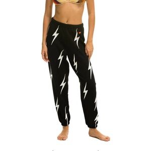 Aviator Nation BOLT STITCH REPEAT SWEATPANTS - BLACK // WHITE